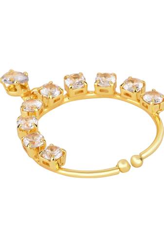 Gold plated drop cz american diamond non-piercing screw press nose ring for women 