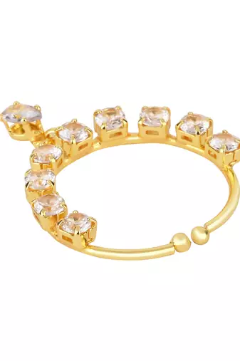 Gold plated drop cz american diamond non-piercing screw press nose ring for women 