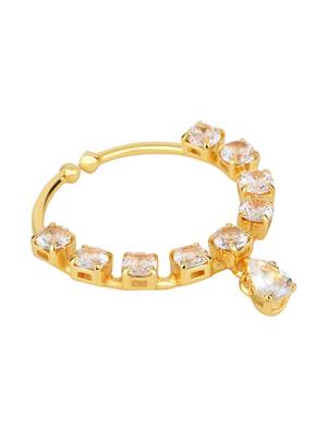 Gold plated drop cz american diamond non-piercing screw press nose ring for women  2