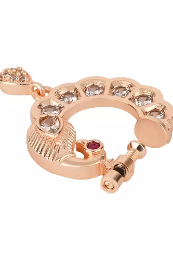 Traditional peacock design cz american diamond non-piercing screw press nose pin/nath clip on for women 