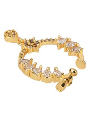 Gold plated drop cz american diamond non-piercing screw press nose ring for women  3