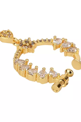 Gold plated drop cz american diamond non-piercing screw press nose ring for women 