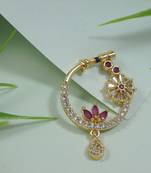 Gold plated drop cz american diamond non-piercing screw press nose ring for women 