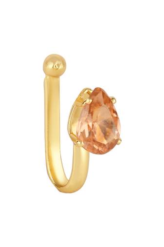 Clip on golden nose pin without hole non piercing pressing type nose ring stud for women 