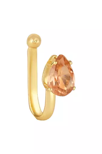 Clip on golden nose pin without hole non piercing pressing type nose ring stud for women 