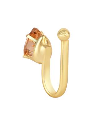 Clip on golden nose pin without hole non piercing pressing type nose ring stud for women  3