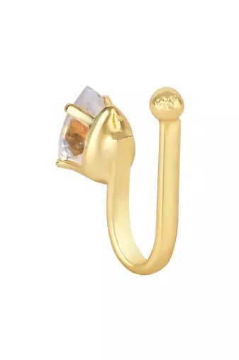 Clip on golden nose pin without hole non piercing pressing type nose ring stud for women 