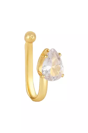 Clip on golden nose pin without hole non piercing pressing type nose ring stud for women 