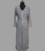 Grey color luxurious Handmade Moroccan Kaftan with hijjab