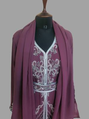 Onion-Pink color Handmade Moroccan Kaftan with hijjab 4