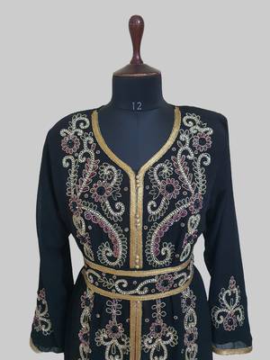 Black color Handmade Moroccan Kaftan with hijjab 2