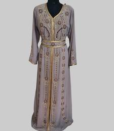 Chiku color luxurious Handmade Moroccan Kaftan with hijjab