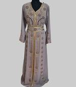 Chiku color luxurious Handmade Moroccan Kaftan with hijjab