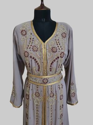 Chiku color Handmade Moroccan Kaftan with hijjab 2