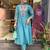 Teal Blue Embroidered viscose Kurta Pant with dupatta