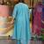 Teal Blue Embroidered viscose Kurta Pant with dupatta