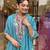 Teal Blue Embroidered viscose Kurta Pant with dupatta