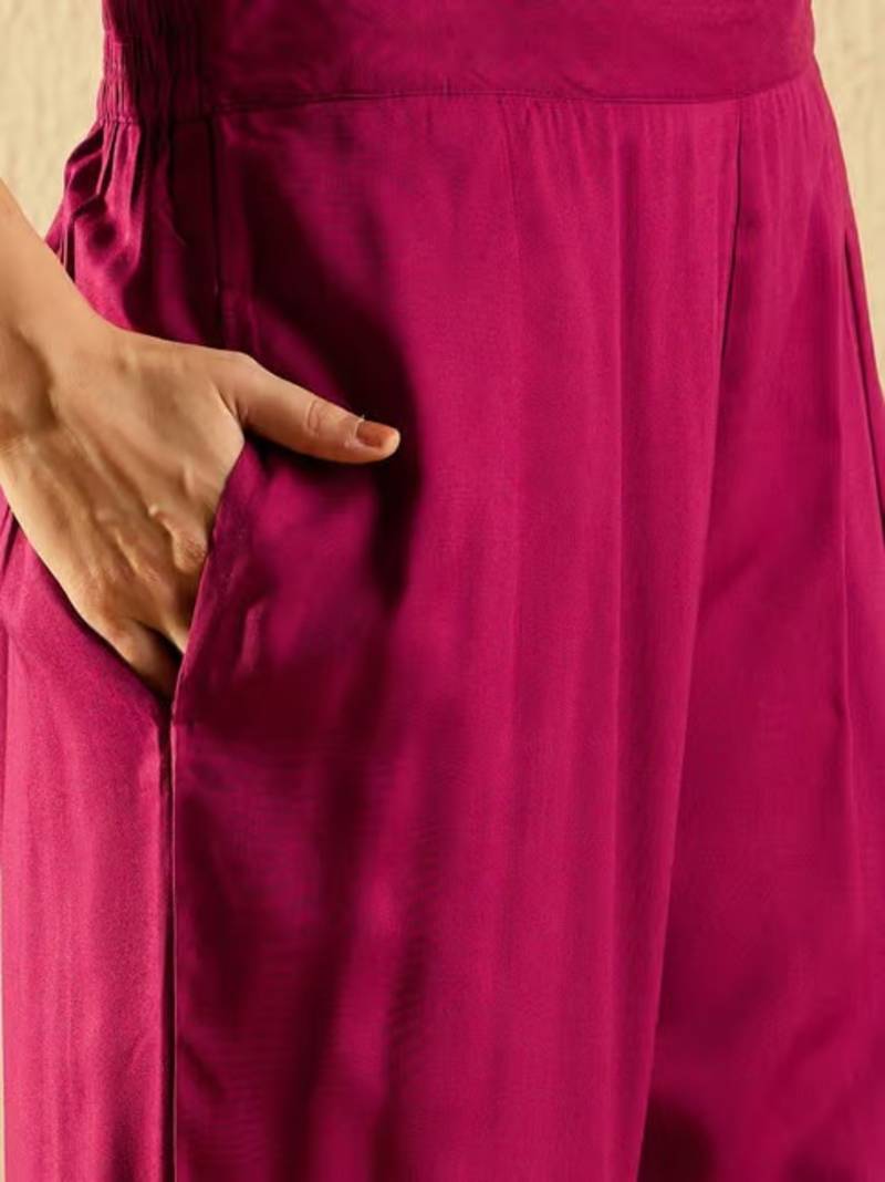 Cherry embroidered viscose Kurta Pant with dupatta