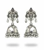 Oxcid antique style oxidised silver polish jhumka earrings for women & girls