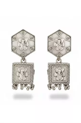 Oxcid oxidised silver antique style earrings for women traditional & trendy earring