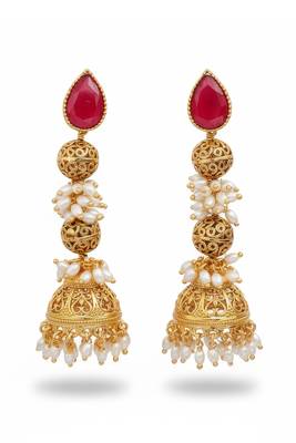 Rubby designer antique jewellery high gold polish earrings for women | fancy ethnic festive jewelry 1