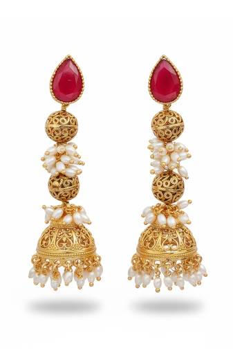 Rubby designer antique jewellery high gold polish earrings for women | fancy ethnic festive jewelry