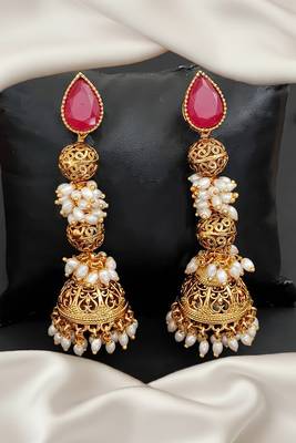 Rubby designer antique jewellery high gold polish earrings for women | fancy ethnic festive jewelry 2
