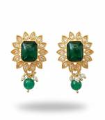 Green antique earrings for women | high gold polish fancy style wedding & festive collection