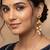 Transparent yellow round bali conical jhumki earrings for women | traditional party jhumka for girls & ladies