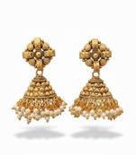 Pearl designer high gold polish clustered pearl jhumka earrings for women indian jhumki for girls