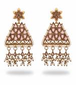Transparent yellow triangle lct stone polki earrings for women fancy traditional ethnic earrings