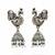 Oxidised silver peacock design long jhumka earrings for women | fancy traditional party jewelry