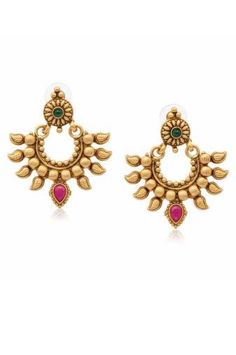 Ruby green beautiful design high gold polish full stone earrings for women
