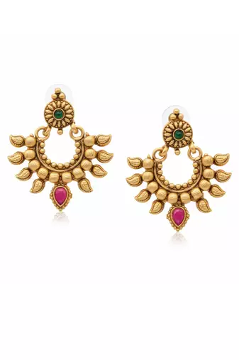 Ruby green beautiful design high gold polish full stone earrings for women