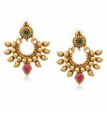Ruby green beautiful design high gold polish full stone earrings for women