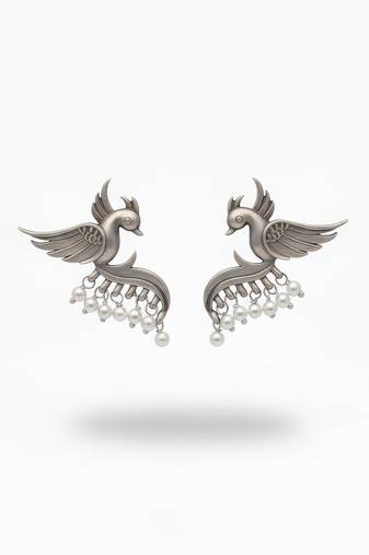 Oxcid beautiful oxidised silver fancy design earrings for women