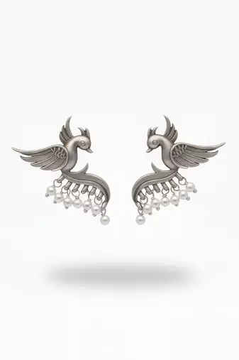 Oxcid beautiful oxidised silver fancy design earrings for women