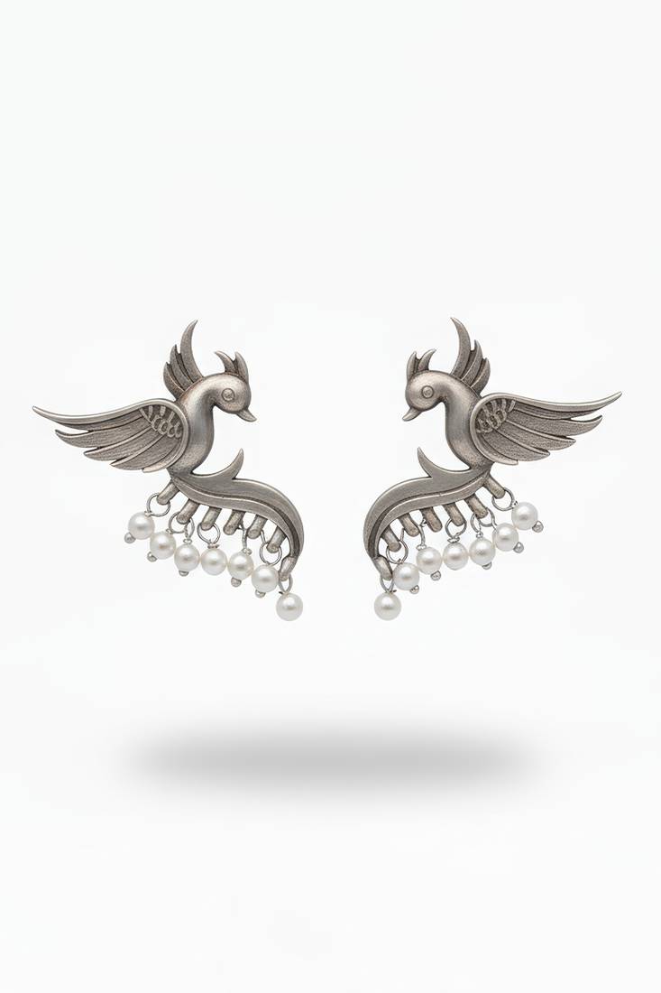 Oxcid beautiful oxidised silver fancy design earrings for women