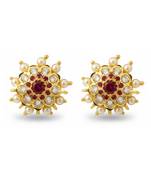 Rani cup style sunflower ad earrings for women | high gold polish american diamond jewelry