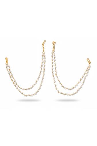 Pearl traditional double-line kaan chain with pearls for women & girls