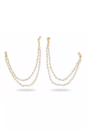 Pearl traditional double-line kaan chain with pearls for women & girls