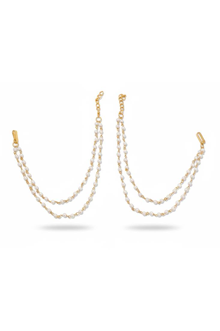 Pearl traditional double-line kaan chain with pearls for women & girls