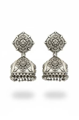 Oxcid beautiful oxidised silver plated jhumka earrings for women & girls