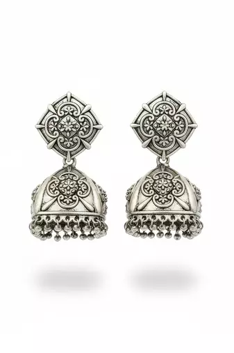 Oxcid beautiful oxidised silver plated jhumka earrings for women & girls