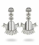 Oxcid designer fancy style party wear beautiful oxidised silver polish long earrings for women & girls