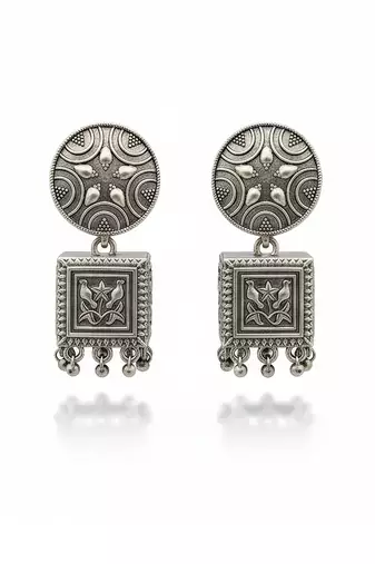 Oxcid traditional trendy oxidized silver polish designer earrings for women & girls