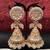 Gray clustered pearl high gold polish meenakari jhumka style long earrings for women & girls