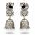 White clustered pearl oxidised silver polish jhumka earrings for women & girls
