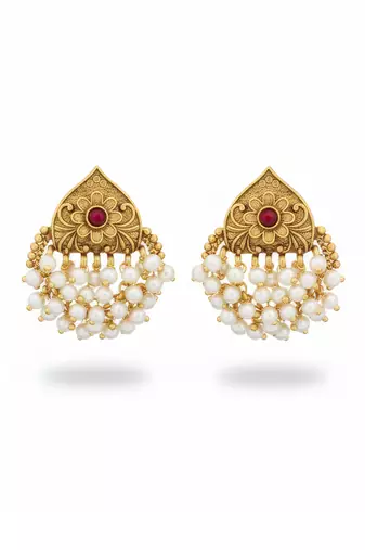 Ruby moti beautiful antique design high gold polish earrings for women & girls