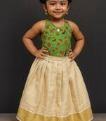  soft kerala silk with zari weaving pattu pavadai set